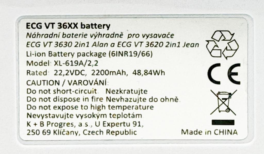 VT 3620 ECG náhradní baterie 12PIN konektor