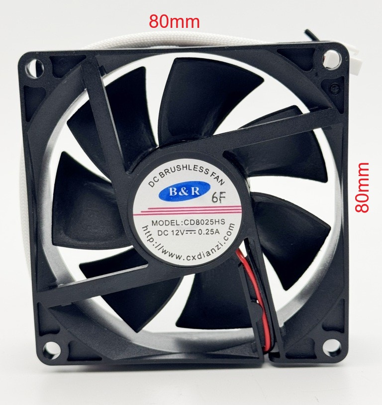 Vnitřní ventilátor ECG FORZA 4500 Pizza – B&R CD8025HS, 80 × 80 × 15 mm